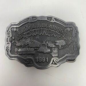 Hall Brake Supply 1991 Midland Heavy Duty Metal Belt Buckle Vintage
